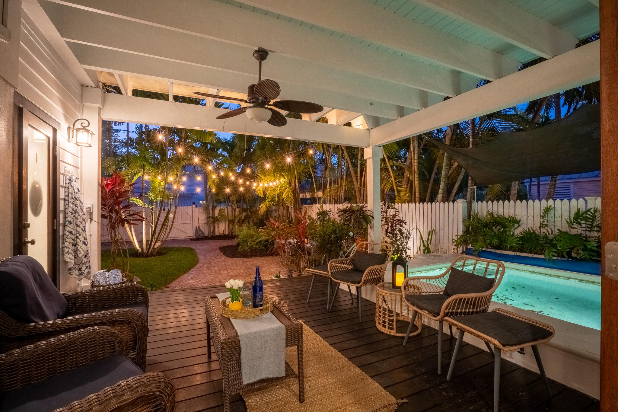 1019 Eaton Street Key West, FL 33040 - Photo 41 of 50 Covered Deck At Twilight