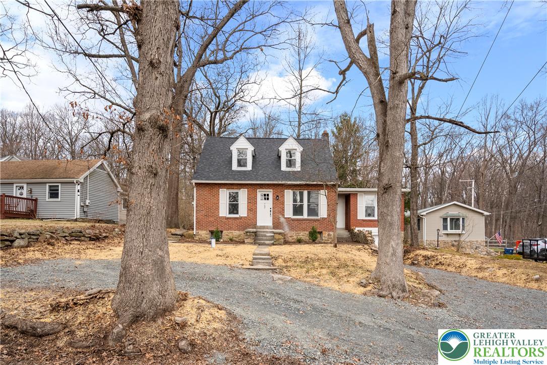 a front view of a house with a yard covered in snow