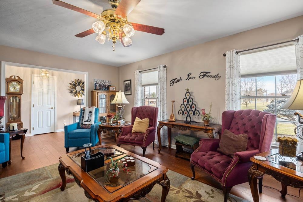 406 Three Leagues Road McGaheysville, VA 22840 - Photo 5 of 55 a living room with furniture a chandelier and a window