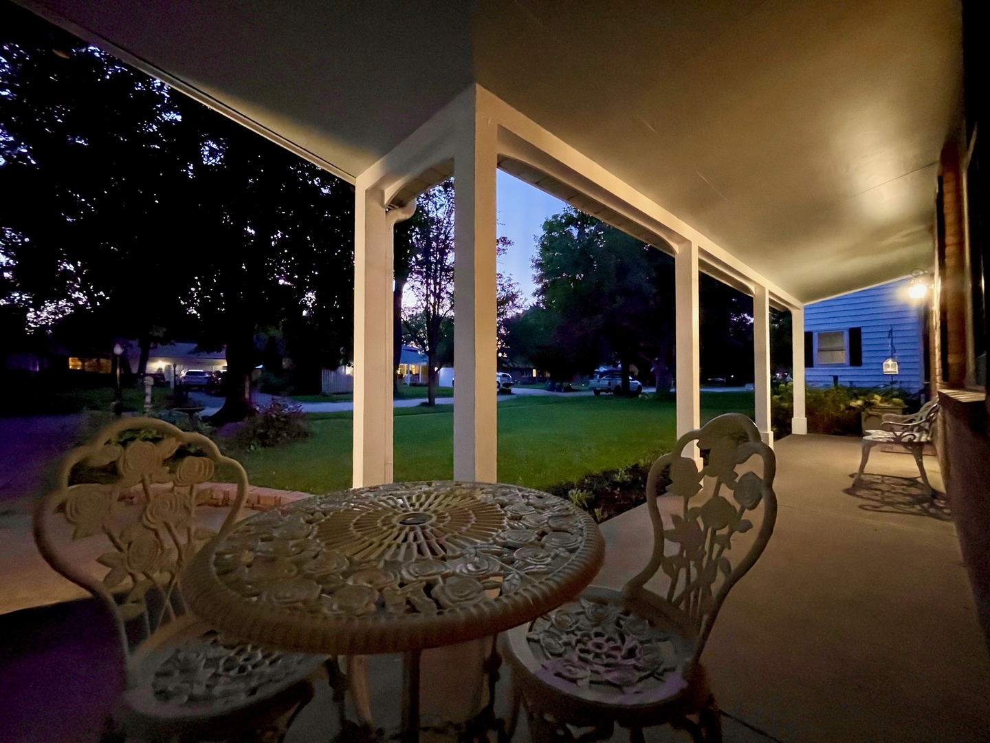 1904 Robert Drive Champaign, IL 61821 - Photo 64 of 131 a view of a patio with table and chairs potted plants and palm tree
