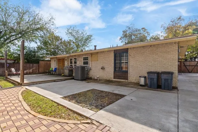 front view of a house with a patio