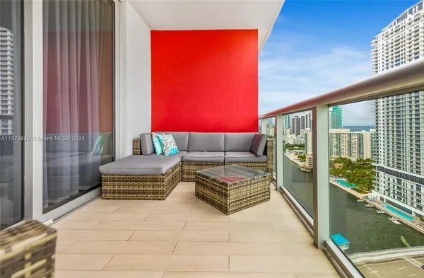 a view of balcony with city view