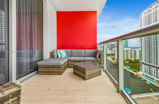 a view of balcony with city view