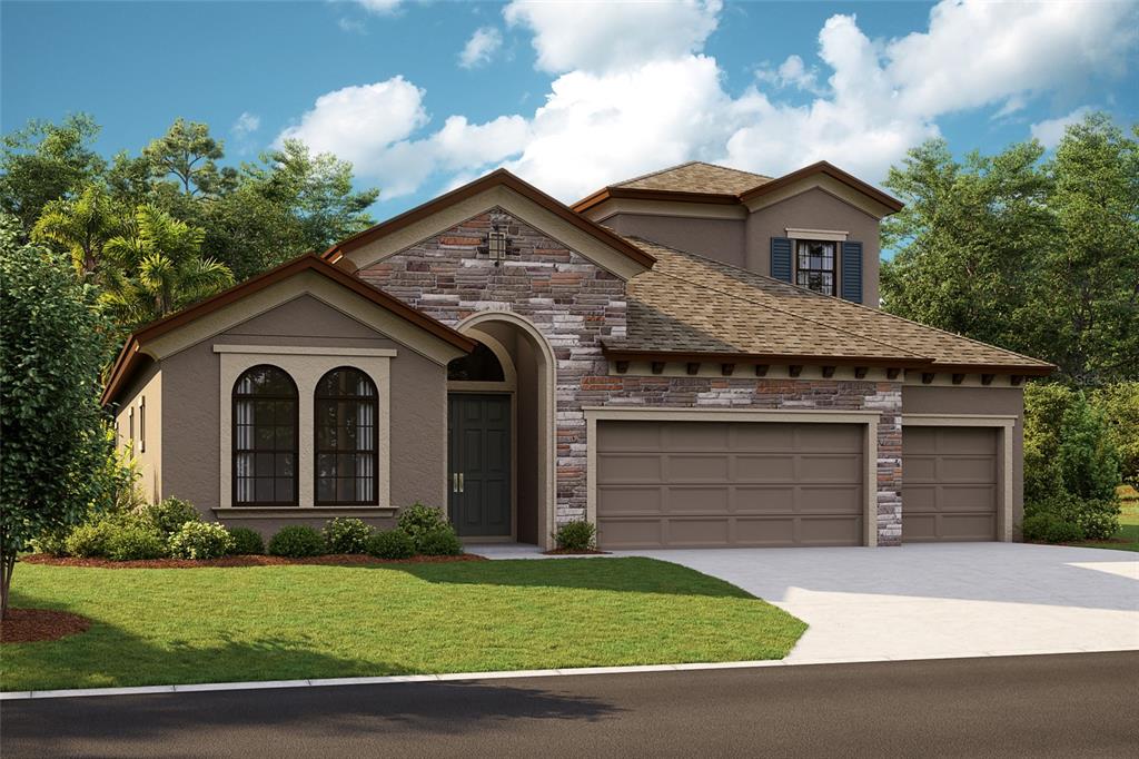10958 Rustic Timber Loop San Antonio, FL 33576 - Photo 1 of 1 a front view of a house with a garden and yard