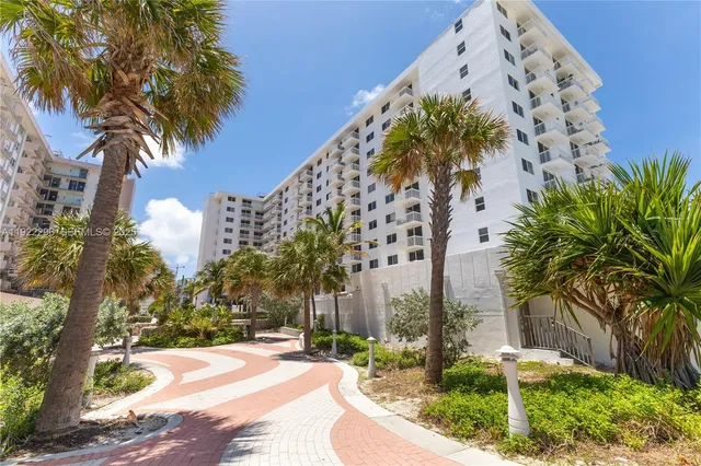 a view of a yard with a palm tree
