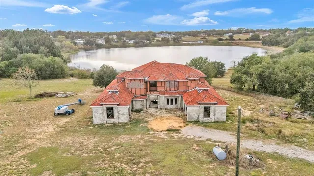 a view of a lake with a mountain