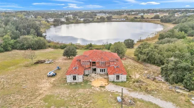 a view of a lake with a mountain in the background