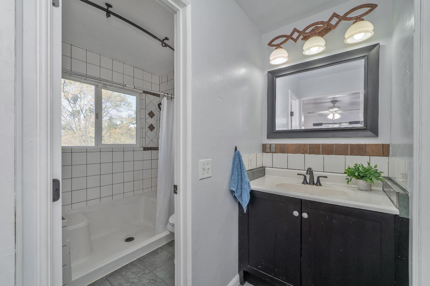 6261 Grizzly Flat Road Somerset, CA 95684 - Photo 32 of 63 a bathroom with a sink vanity and a mirror