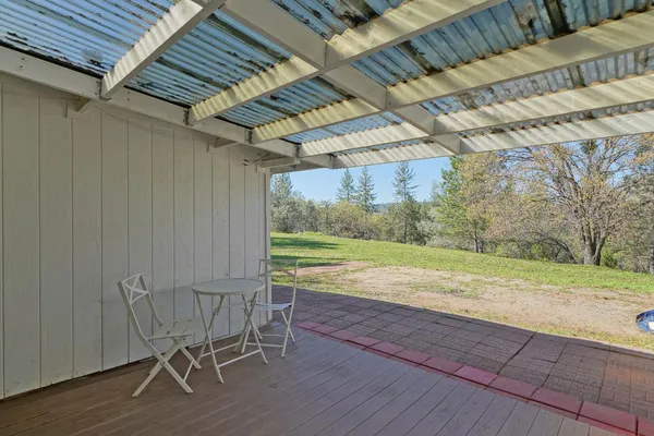 a view of dining room and wooden floor