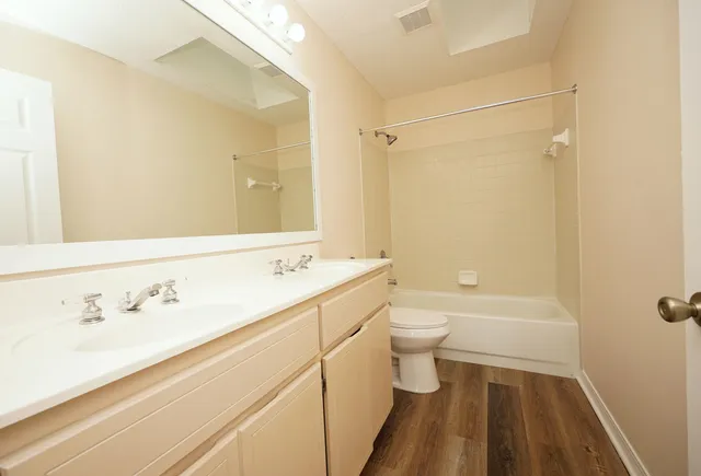 a bathroom with a sink a toilet and a bathtub