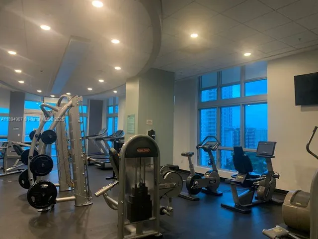 a view of a room with gym equipment
