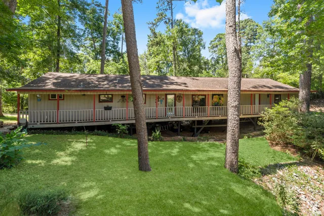 a view of a house with a backyard and a tree