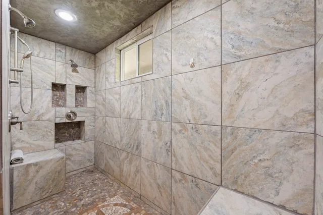 a bathroom with a shower