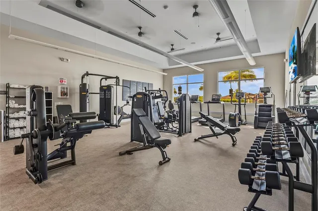 a view of a room with gym equipment