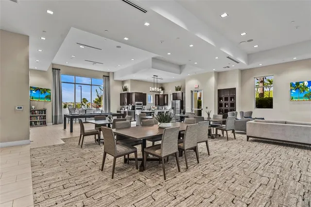 a view of a dining area with furniture