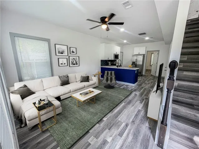 a living room with furniture