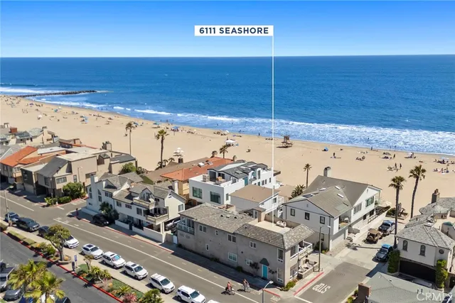 an aerial view of beach and ocean view