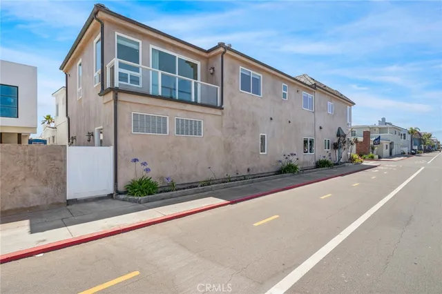 a front view of building with street