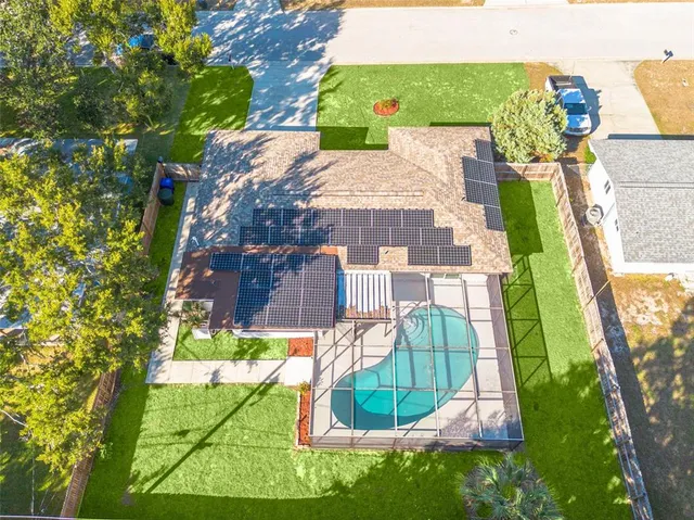 an aerial view of a house