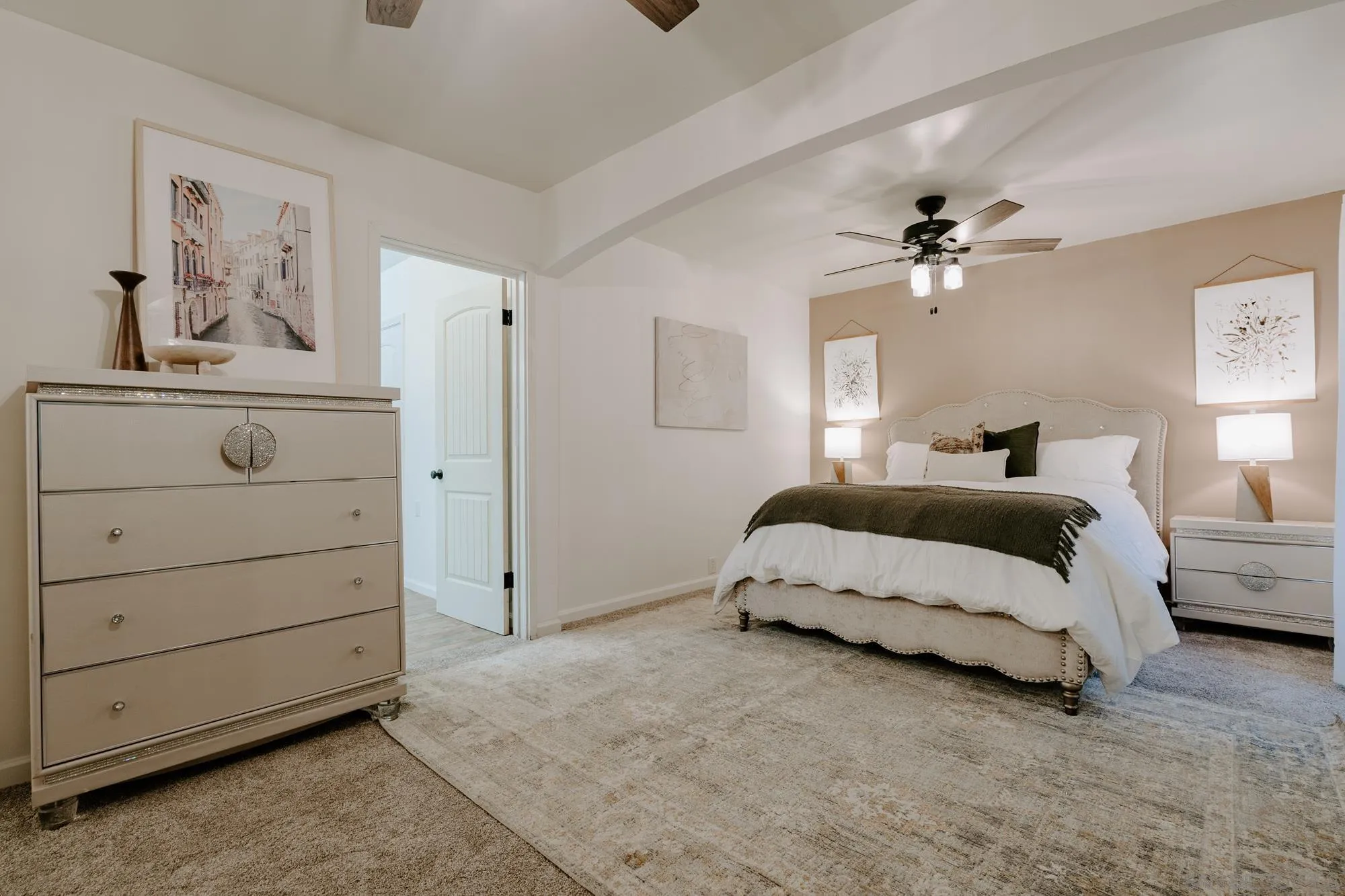 1560 South Grade Road Alpine, CA 91901 - Photo 12 of 48 a spacious bedroom with a bed a couch and a painting on the wall