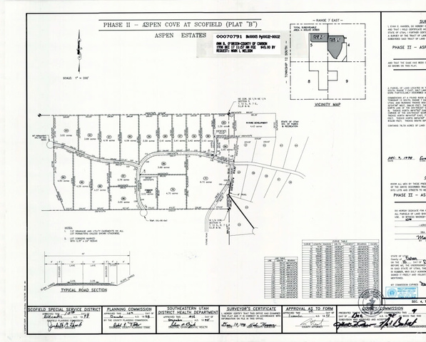 61 Skyline, Unit 61 Helper, UT 84526 - Photo 30 of 31 Subdivision Plat Map, Aspen Cove at Scofield (Plat "B"). Illustrating the layout of the property, including individual lot divisions and road sections