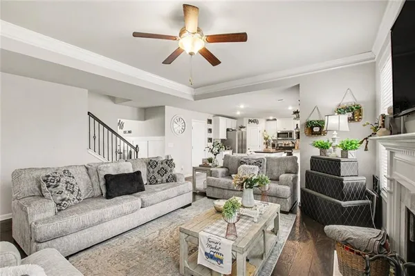 a living room with furniture