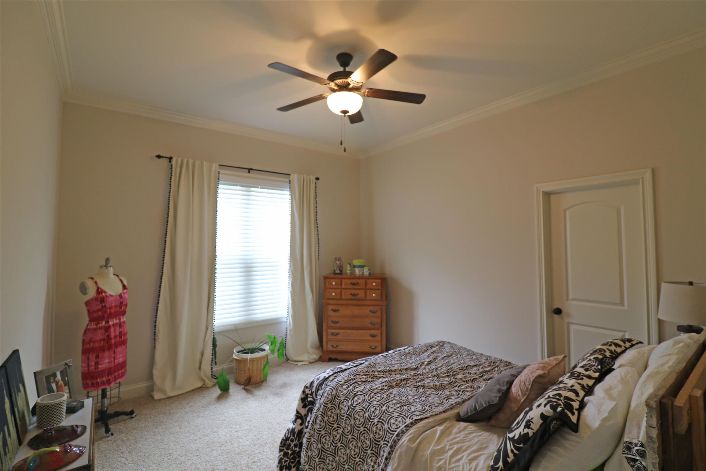 1235 Mires Road Mount Juliet, TN 37122 - Photo 21 of 30 Bedroom #3 13 x 12 located on the upper level and on the front side of the house this rooms offers a 8 x 6 walk-in closet, high ceiling with crown molding, ceiling fan/light, and faux wood blinds on the double window.