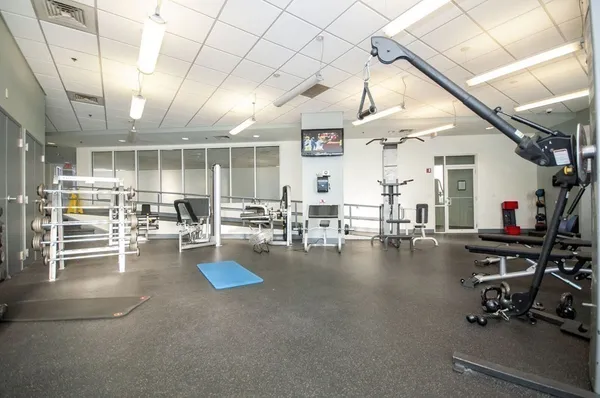 a view of a room with gym equipment