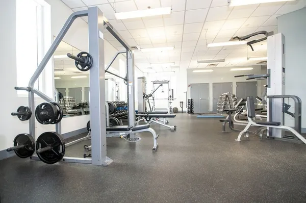a view of a room with gym equipment