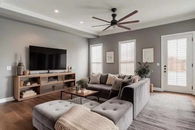 a living room with furniture and a flat screen tv