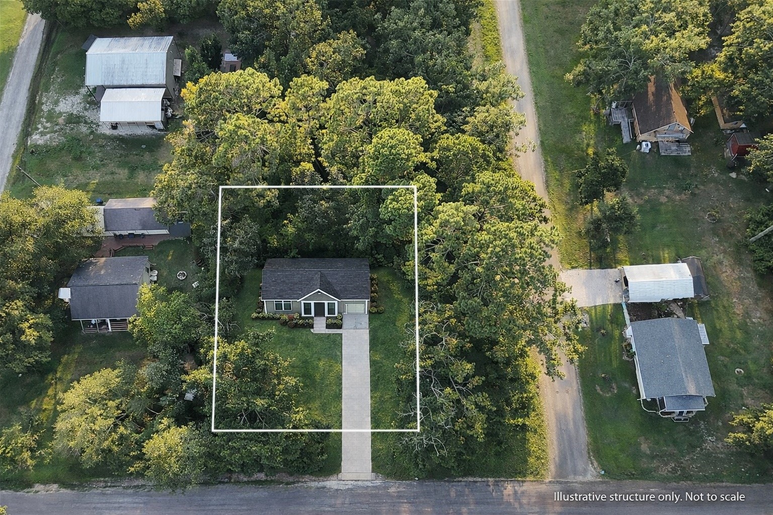 an aerial view of a house