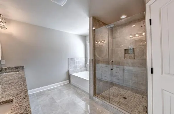 a bathroom with a shower