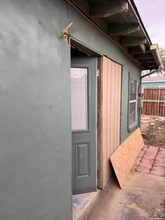 a view of a wooden door