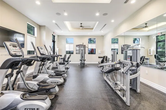 a view of a room with gym equipment