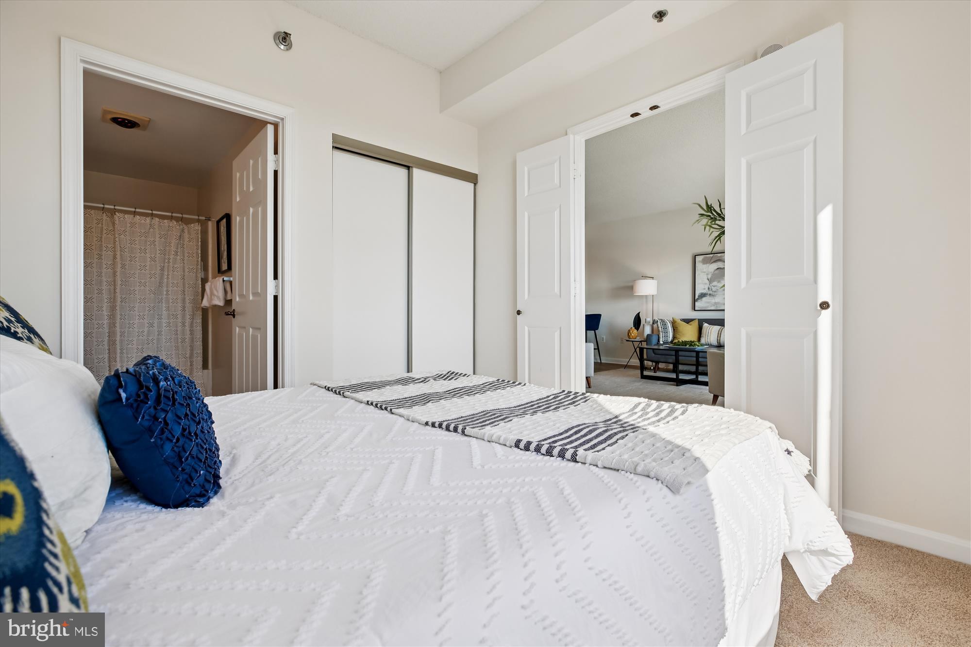 3005 South Leisure World Boulevard, Unit 802 Silver Spring, MD 20906 - Photo 38 of 70 a bedroom with a bed and a mirror