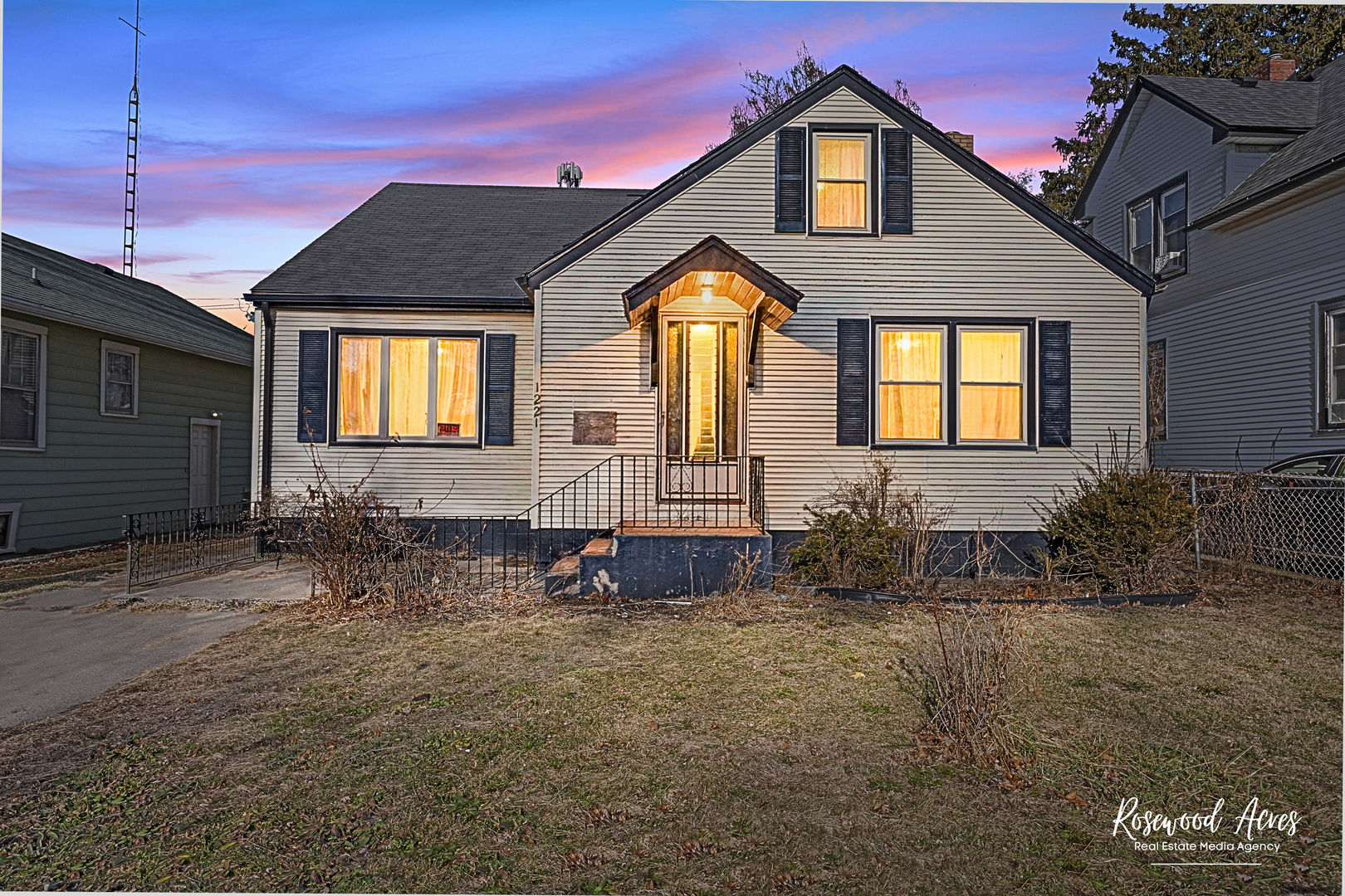 a front view of a house