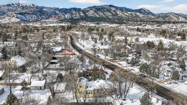 a view of city and mountain