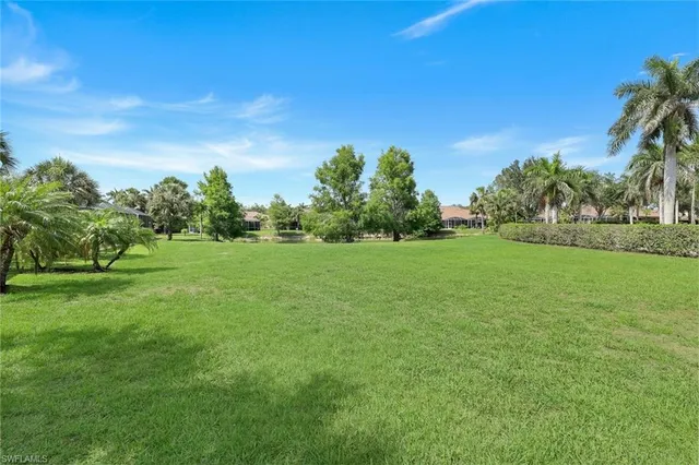 a view of a grassy field with trees