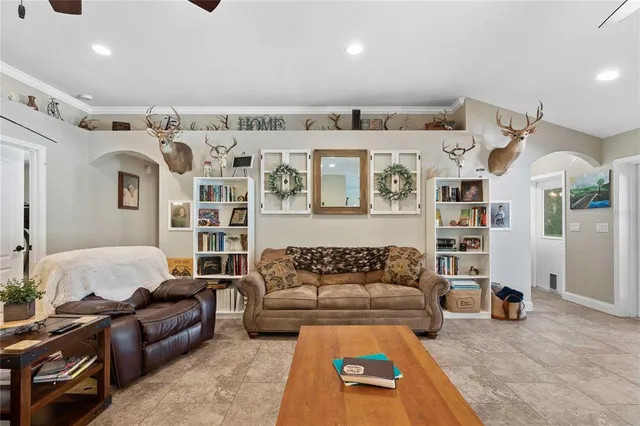 a view of a swimming pool with a patio