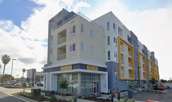 a front view of a building