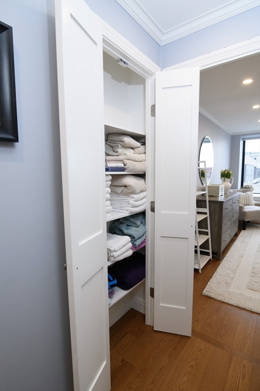 65 East India Row, Unit 9C Boston, MA 02110 - Photo 23 of 40 a view of walk in closet with clothes and shoes