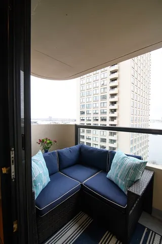 a city view with tall buildings