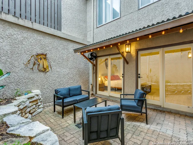 a outdoor living space with furniture