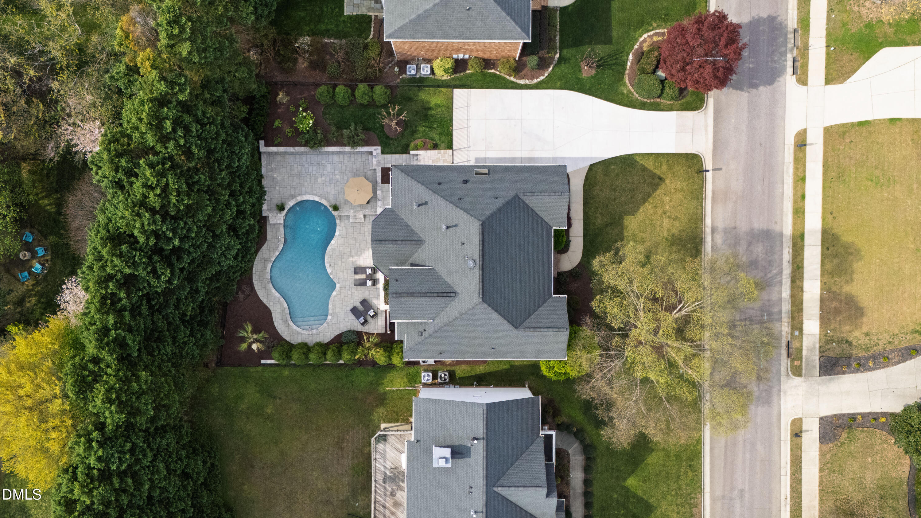 12408 Cilcain Court Raleigh, NC 27614 - Photo 72 of 80 an aerial view of a house with swimming pool and outdoor space