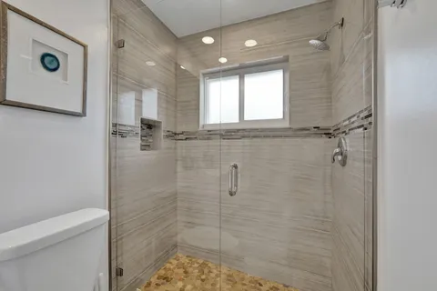 a bathroom with a shower