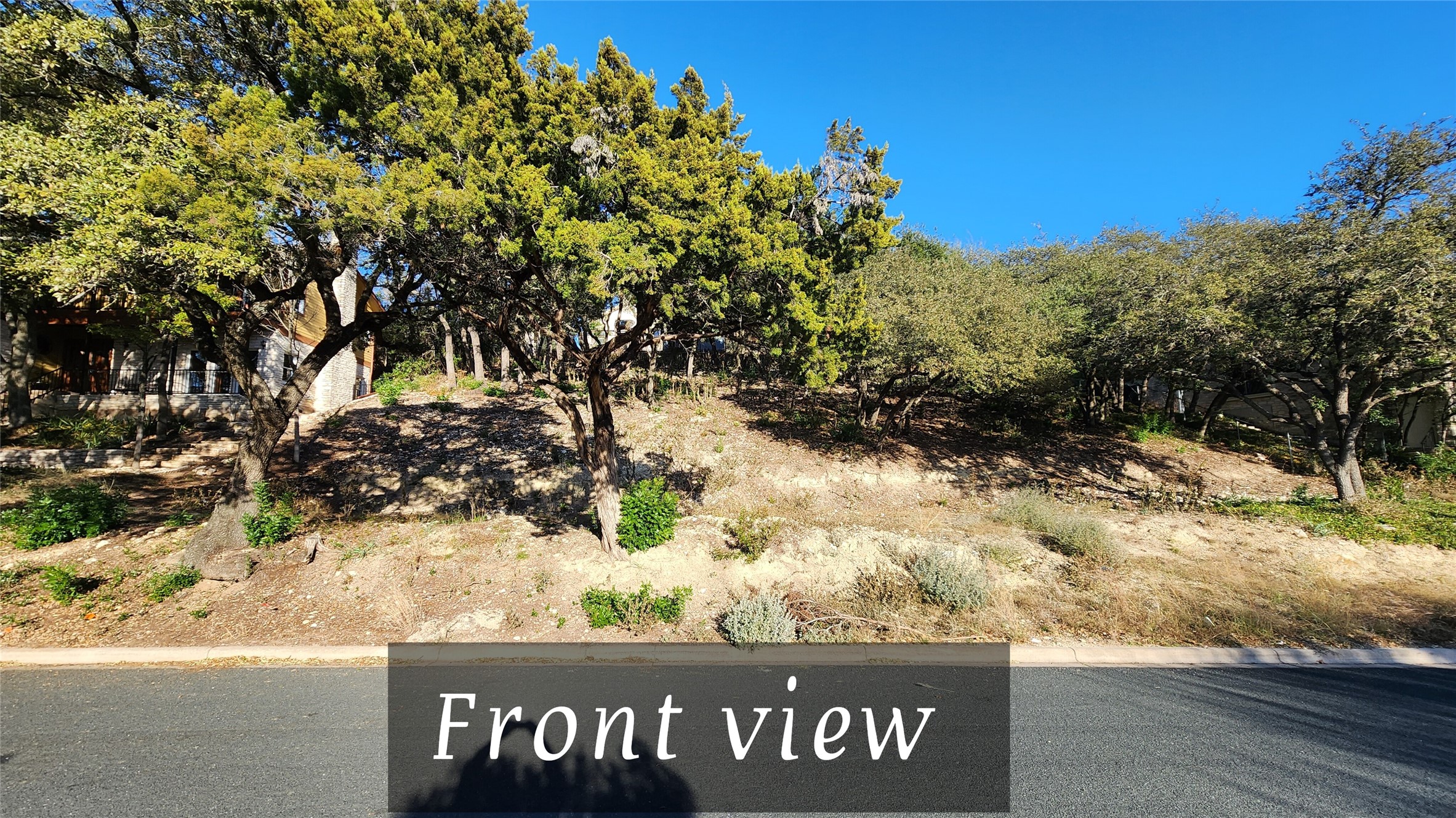 a view of a yard covered with snow