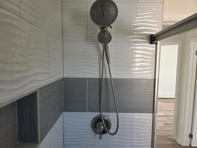 a bathroom with a shower