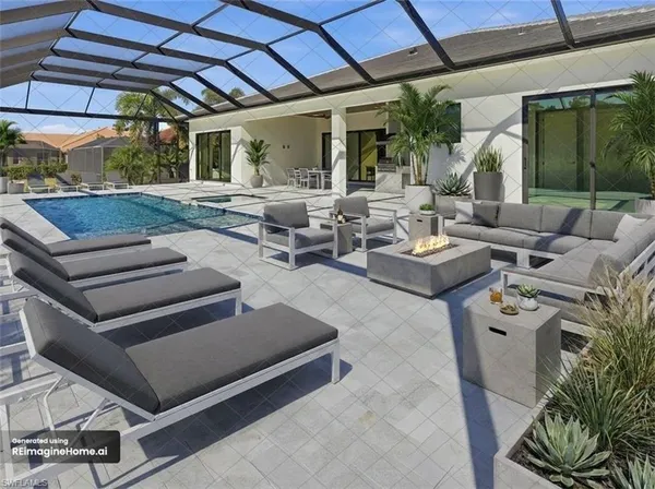 a living room with furniture and a patio