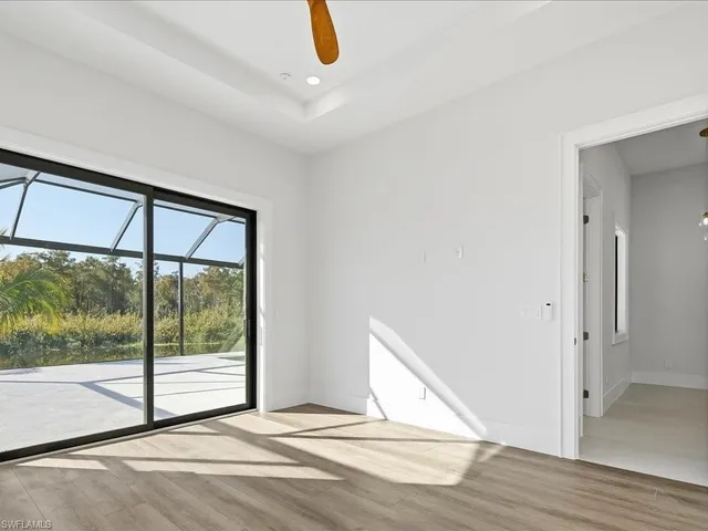 a view of cabinets and window