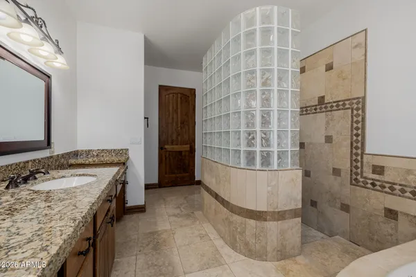 a bathroom with a bathtub